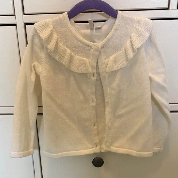 Janie and Jack White Ruffle-Trim Cardigan - Picture 1 of 4